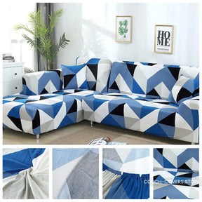 Blue White Couch Cover