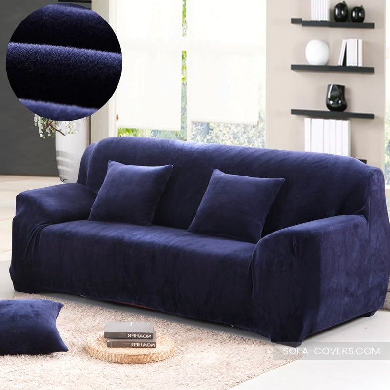 Navy velvet couch cover