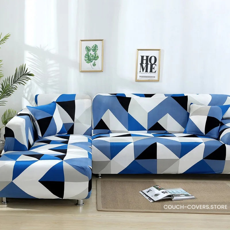 Blue White Couch Cover