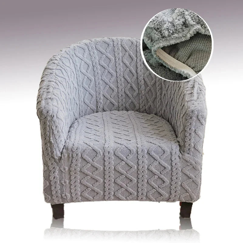 Knitted club chair slipcover