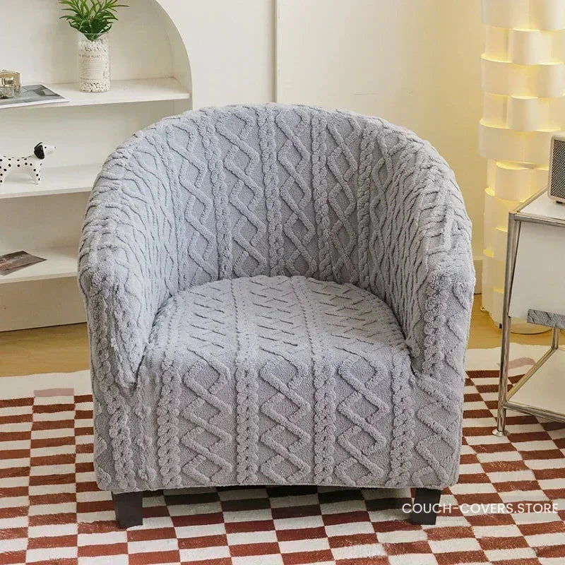 Knitted club chair slipcover Gray