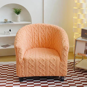 Knitted club chair slipcover Orange