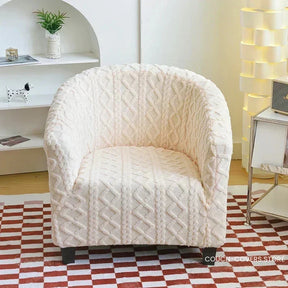 Knitted club chair slipcover White