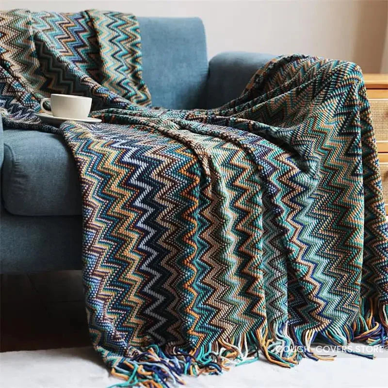 Knitted Couch Throw 130*230cm / Blue