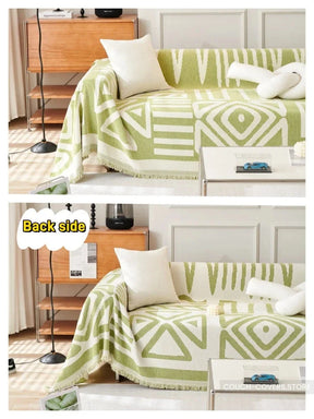 Reversible Chenille Couch Cover Green / 180*150cm