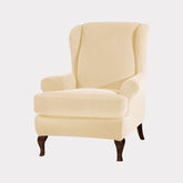 Beige wingback chair cover
