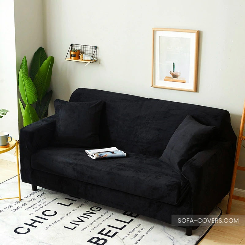 Black velvet couch cover