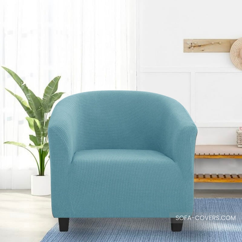Blue club chair slipcover