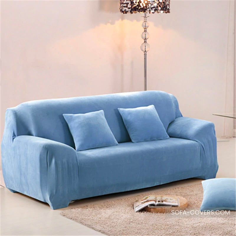 Blue velvet couch cover