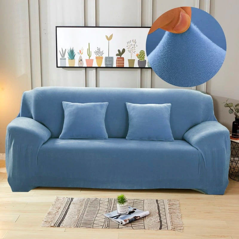 Blue velvet couch cover