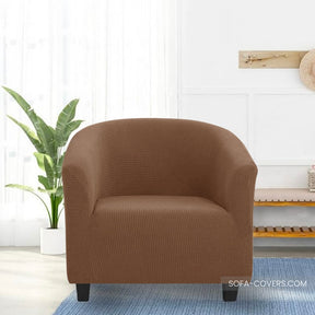 Brown club chair slipcover