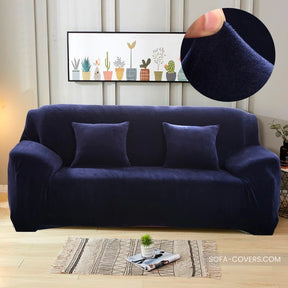 Navy velvet couch cover