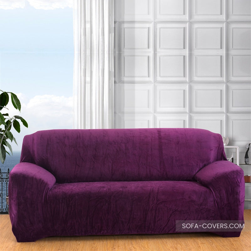 Purple velvet couch cover