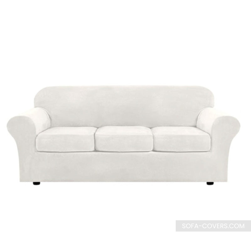 White velvet couch cover